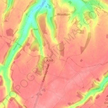 Mapa topográfico Selsted, altitud, relieve