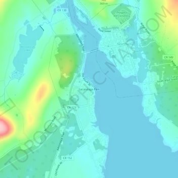 Mapa topográfico Sacandaga Park, altitud, relieve