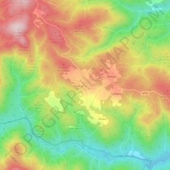 Mapa topográfico Lama, altitud, relieve