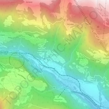 Mapa topográfico Mairengo, altitud, relieve