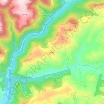 Mapa topográfico Costrix, altitud, relieve