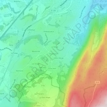 Mapa topográfico Grand Jean, altitud, relieve