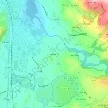 Mapa topográfico Saint-Marcel, altitud, relieve