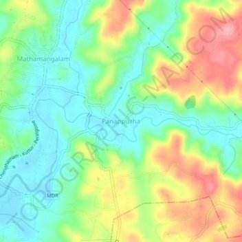 Mapa topográfico Panappuzha, altitud, relieve