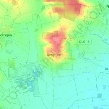 Mapa topográfico Bergheim, altitud, relieve
