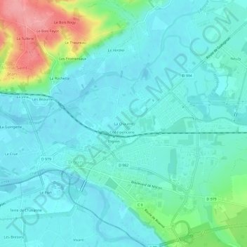 Mapa topográfico La Chaume, altitud, relieve