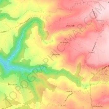 Mapa topográfico Le Trémoulet, altitud, relieve