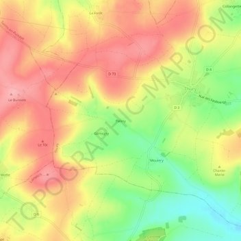 Mapa topográfico Panny, altitud, relieve