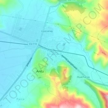 Mapa topográfico Izcuchaca, altitud, relieve