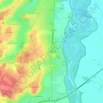 Mapa topográfico Les Moquets, altitud, relieve