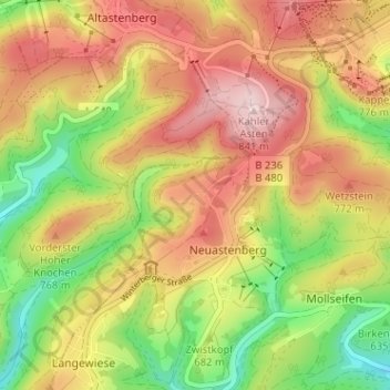 Mapa topográfico Lenneplätze, altitud, relieve