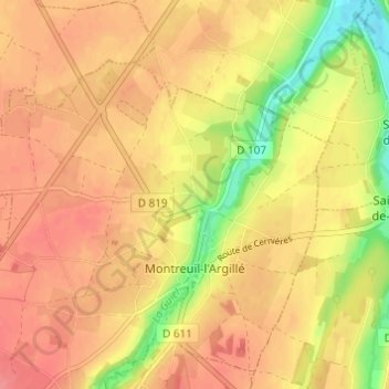 Mapa topográfico La Hêtraie, altitud, relieve