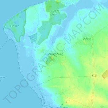 Mapa topográfico Ludwigsburg, altitud, relieve