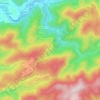 Mapa topográfico Le Sahuc, altitud, relieve