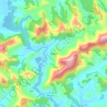 Mapa topográfico Toledos, altitud, relieve