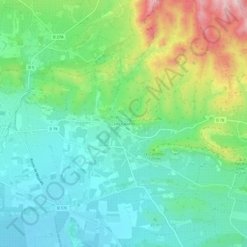 Mapa topográfico Les Calans, altitud, relieve