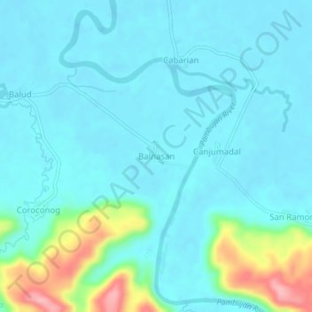 Mapa topográfico Balnasan, altitud, relieve