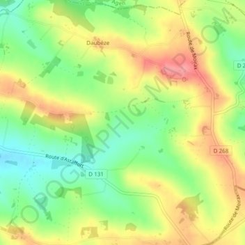 Mapa topográfico Sous Marin, altitud, relieve