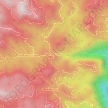 Mapa topográfico kolacombay, altitud, relieve