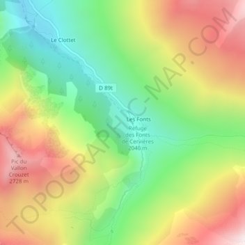 Mapa topográfico Le Mélezet, altitud, relieve