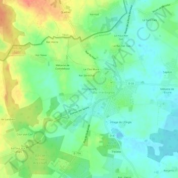 Mapa topográfico Clos Devant, altitud, relieve