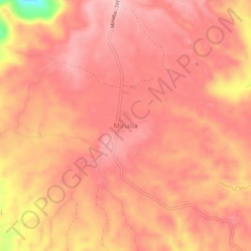 Mapa topográfico Minaba, altitud, relieve
