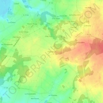 Mapa topográfico Chez Brard, altitud, relieve