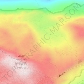 Mapa topográfico Torcal de Antequera, altitud, relieve