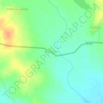 Mapa topográfico Munnanur, altitud, relieve