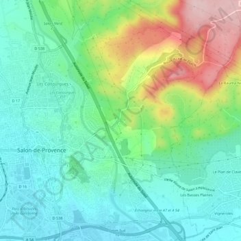 Mapa topográfico Le Val de Cuech, altitud, relieve