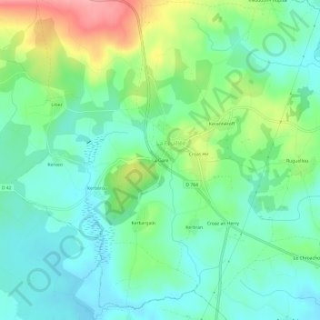 Mapa topográfico La Gare, altitud, relieve