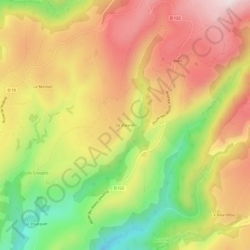 Mapa topográfico Le Vialaret, altitud, relieve