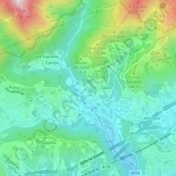 Mapa topográfico Bornio, altitud, relieve