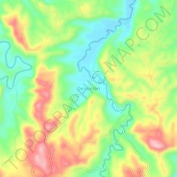 Mapa topográfico Denoman, altitud, relieve