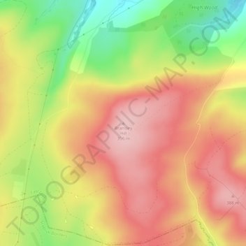 Mapa topográfico Bransley Hill, altitud, relieve