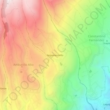 Mapa topográfico Angamarquillo, altitud, relieve