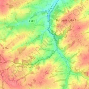 Mapa topográfico Suttorf, altitud, relieve