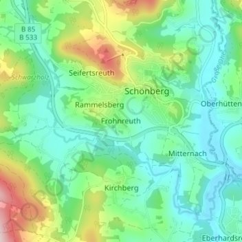 Mapa topográfico Frohnreuth, altitud, relieve