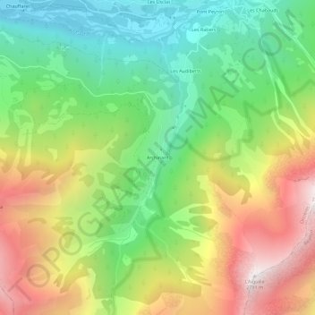 Mapa topográfico Archinard, altitud, relieve
