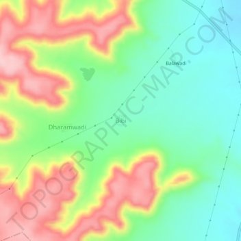 Mapa topográfico Bibi, altitud, relieve