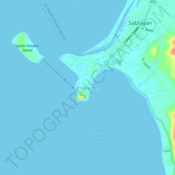 Mapa topográfico Poblacion, altitud, relieve