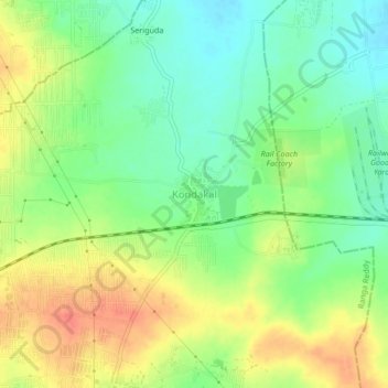 Mapa topográfico Kondakal, altitud, relieve