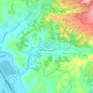 Mapa topográfico Faella, altitud, relieve