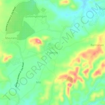 Mapa topográfico Palanog, altitud, relieve