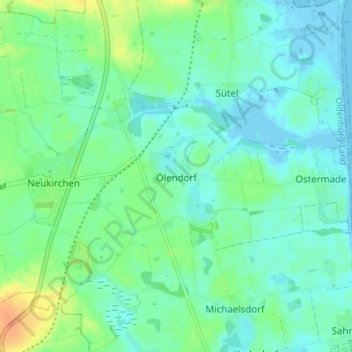 Mapa topográfico Ölendorf, altitud, relieve