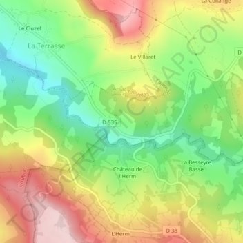 Mapa topográfico La Planette, altitud, relieve