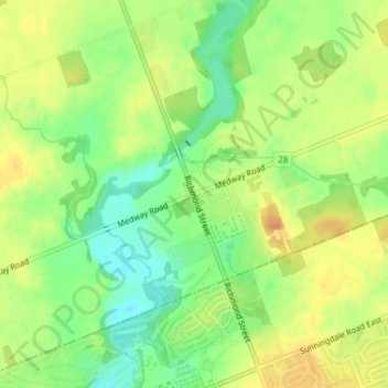 Mapa topográfico Arva, altitud, relieve
