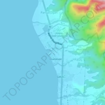 Mapa topográfico Lower Utod (Guadalupe), altitud, relieve