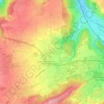 Mapa topográfico Jettenburg, altitud, relieve