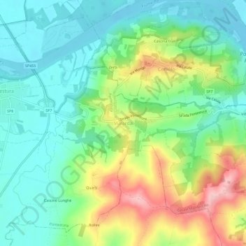 Mapa topográfico Vialarda, altitud, relieve